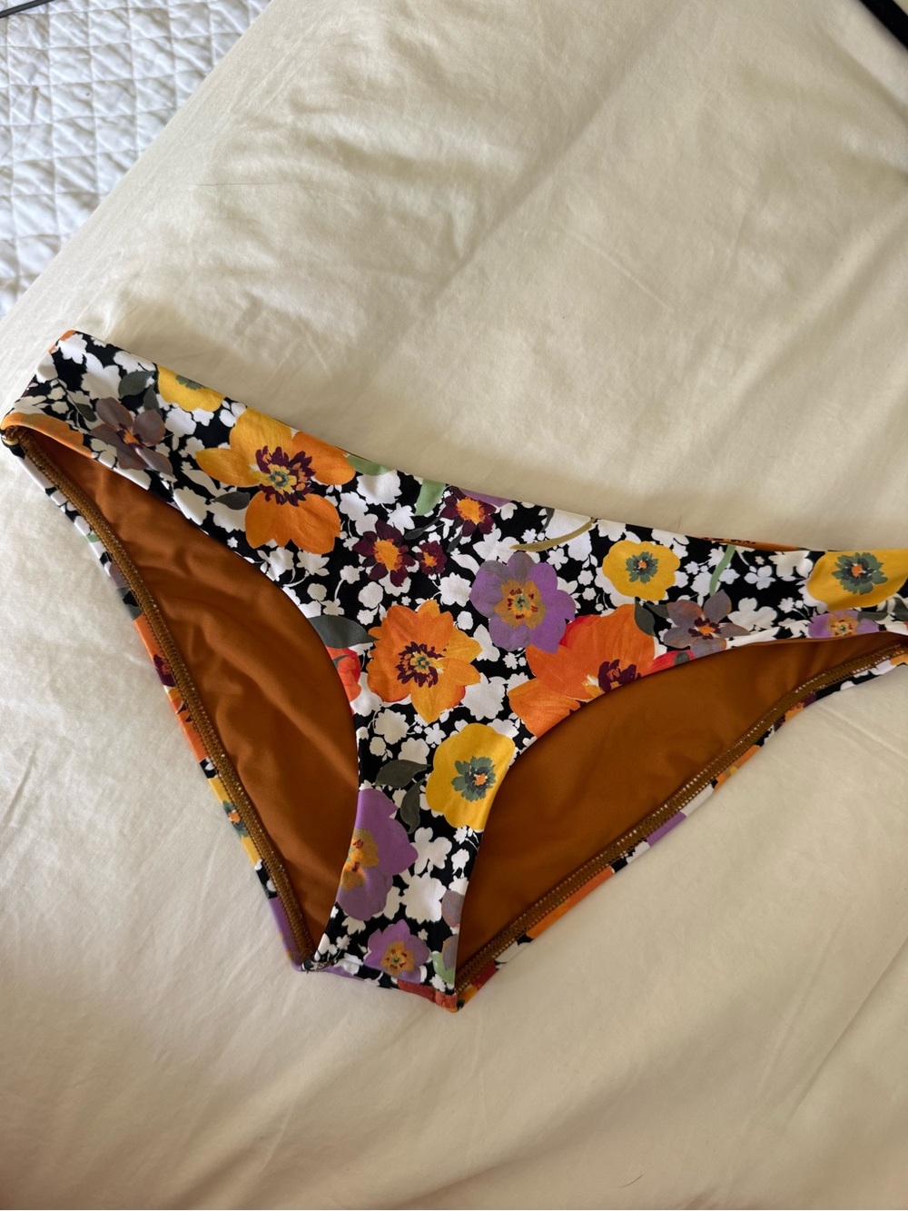 l*space Floral Bikini Bottoms in Black, Orange, Purple
